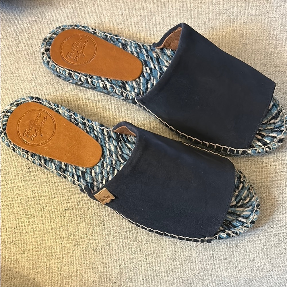 Toni Pons Navy Suede Rita Espadrille Slides Women’s Size 6.5